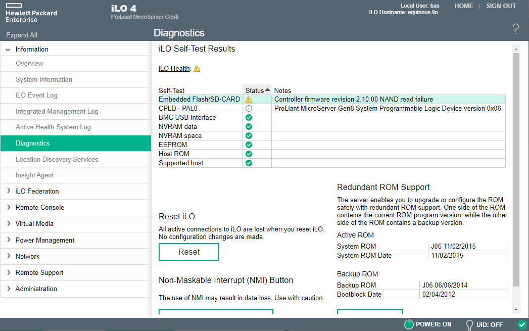 Embedded flash iLO Health melding