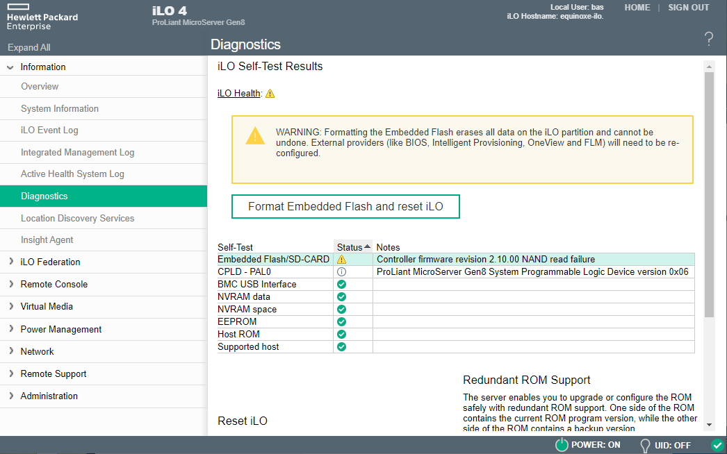 Embedded flash iLO Health melding