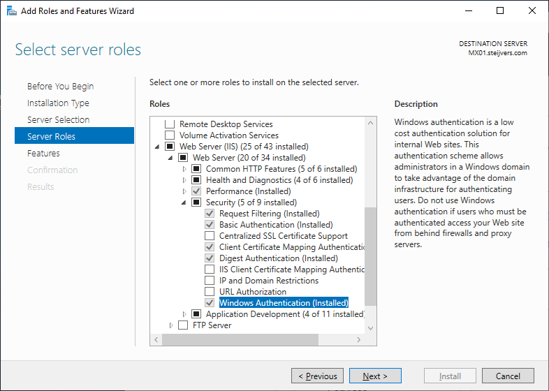 Windows Extended Protection in Web Server (IIS) role
